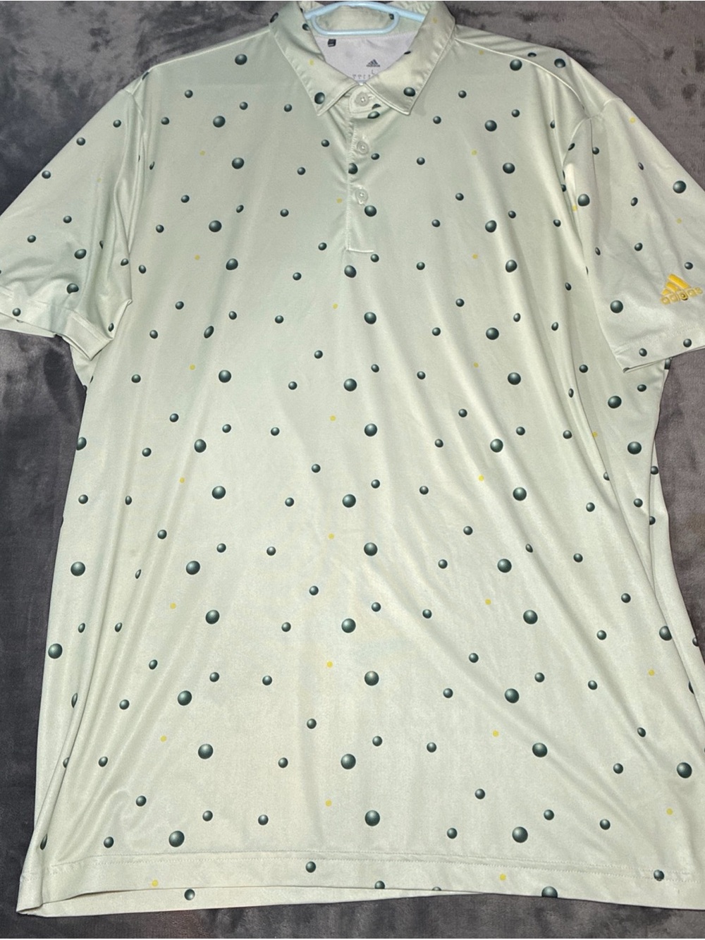 adidas Men’s Mint Green Polo with Dark Green & Yellow Dot Print
